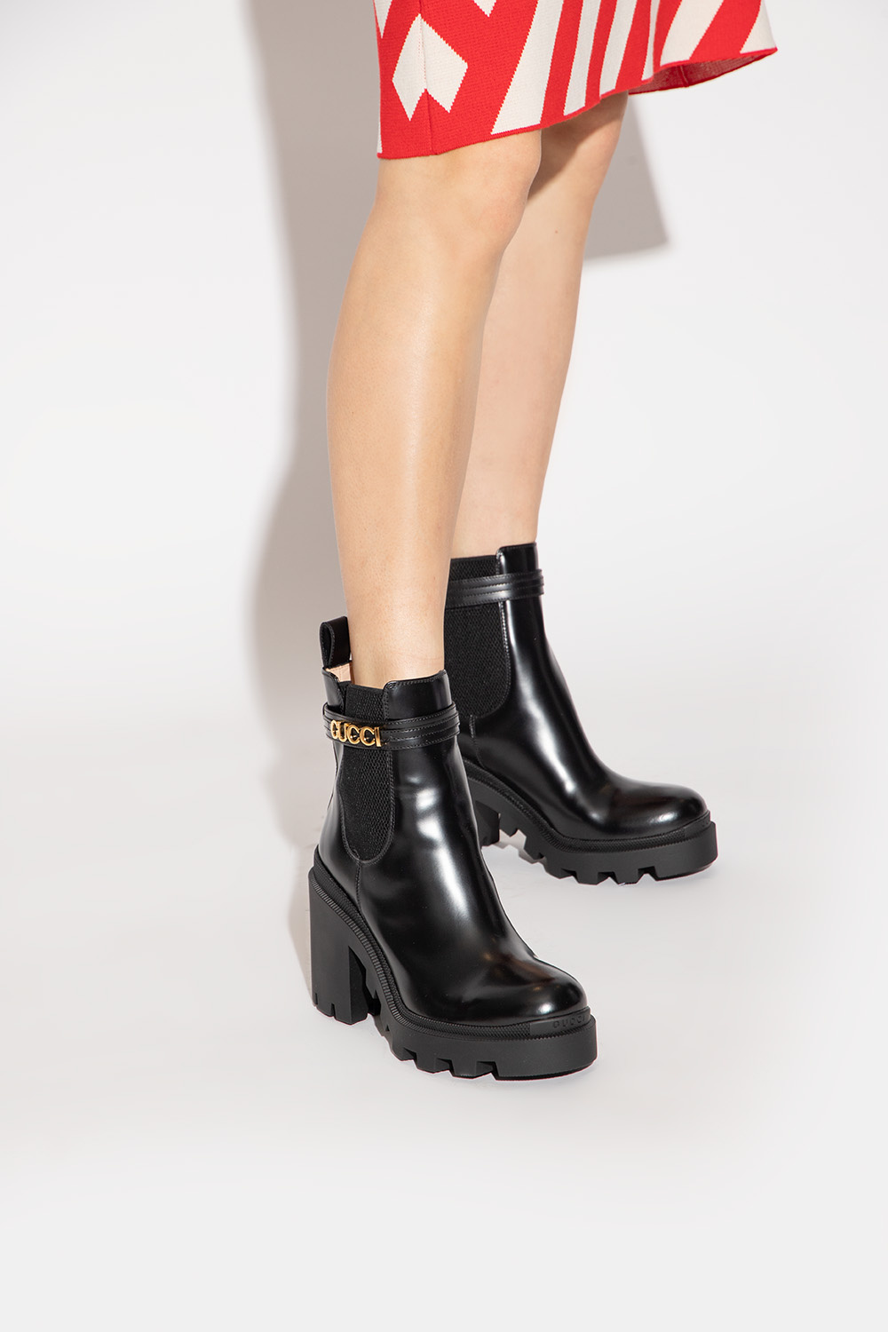 Gucci leather ankle sale boot with belt